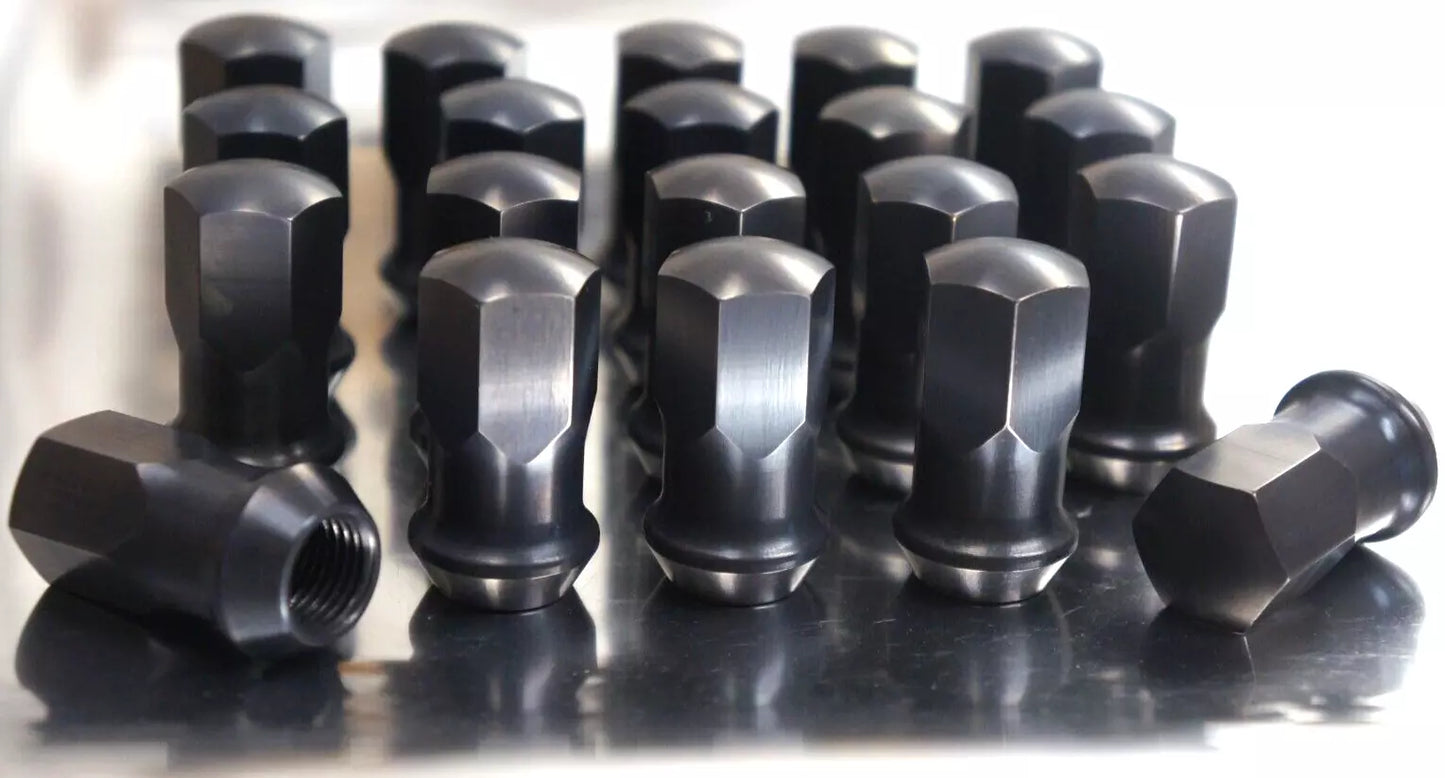 20x Black Titanium Lug Nut 14x1.5 Closed End 43mm 19 60 Acorn Seat 23mm Dia