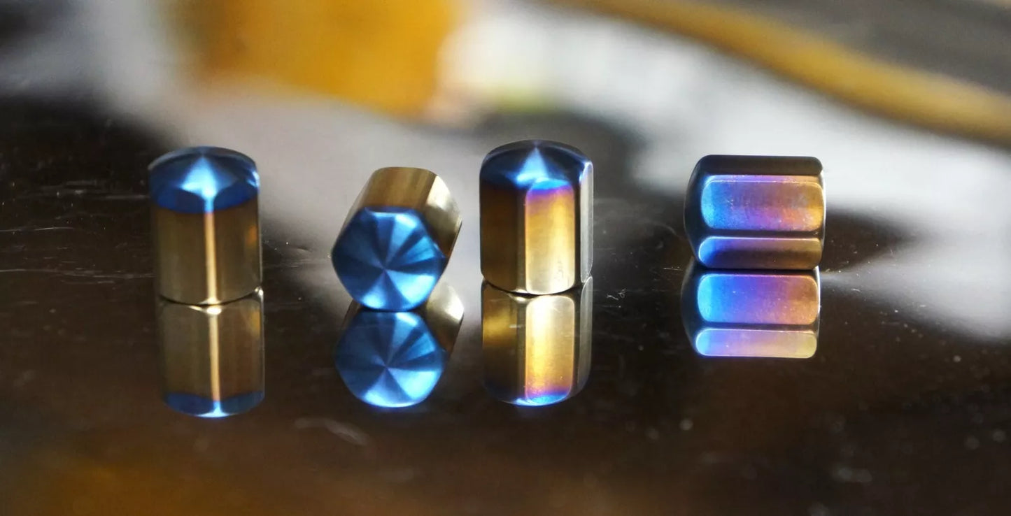 4x set Titanium Blue Tip Valve Stem Caps
