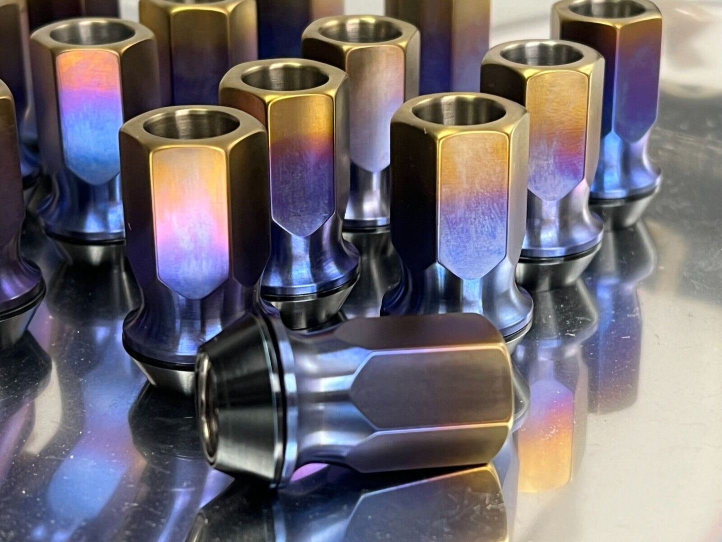 Titanium Lug Nut M12x1.5 HEX 17 60 Degree Floating Seat Open End Long 20pcs