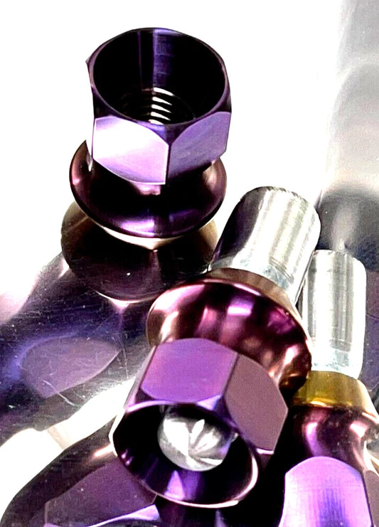 5x Set GR5 Purple Titanium Lug Nuts 12x1.5 HEX19 60deg Seat Open End